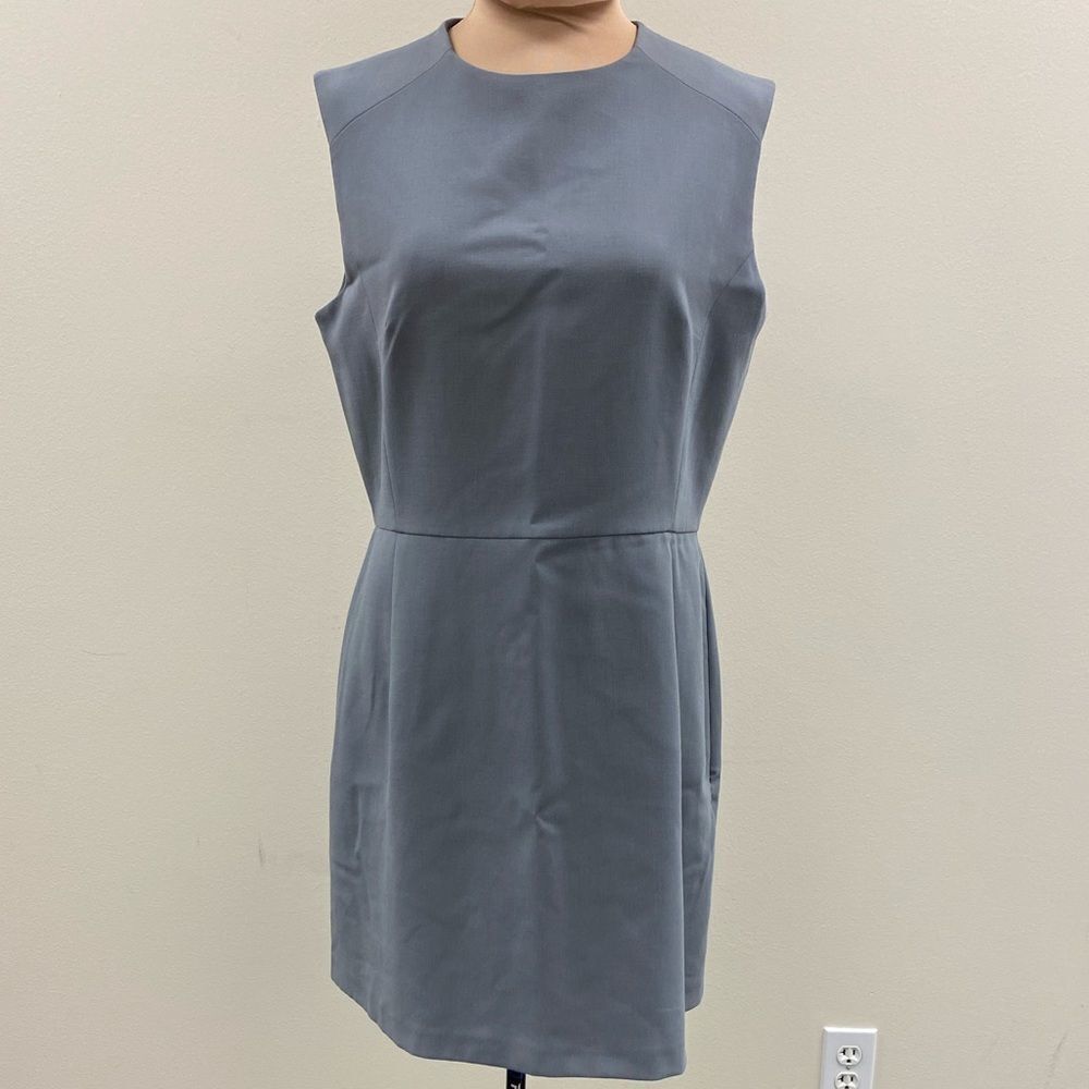 French Connection blue grey high neck sleeveless‎ sheath mini dress